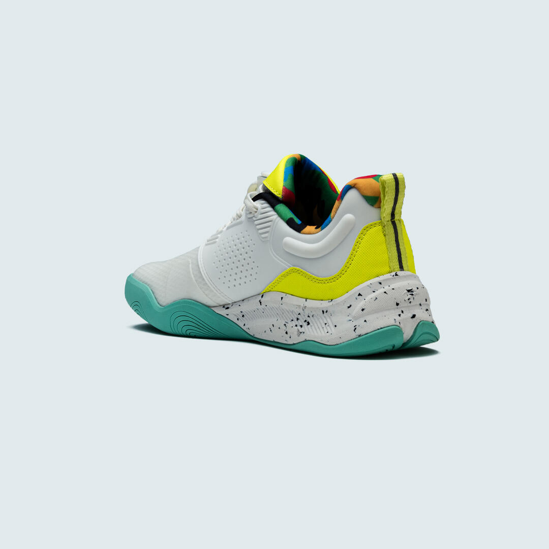 Azza Fencing Rookie Sapatilha de Esgrima Infantil Branco/Amarelo/Verde-azulado 3/8