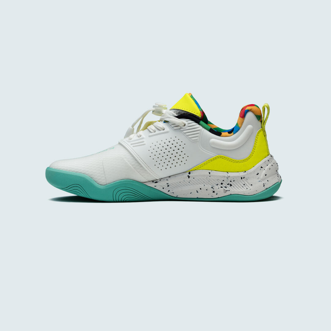 Azza Fencing Rookie Sapatilha de Esgrima Infantil Branco/Amarelo/Verde-azulado 2/8