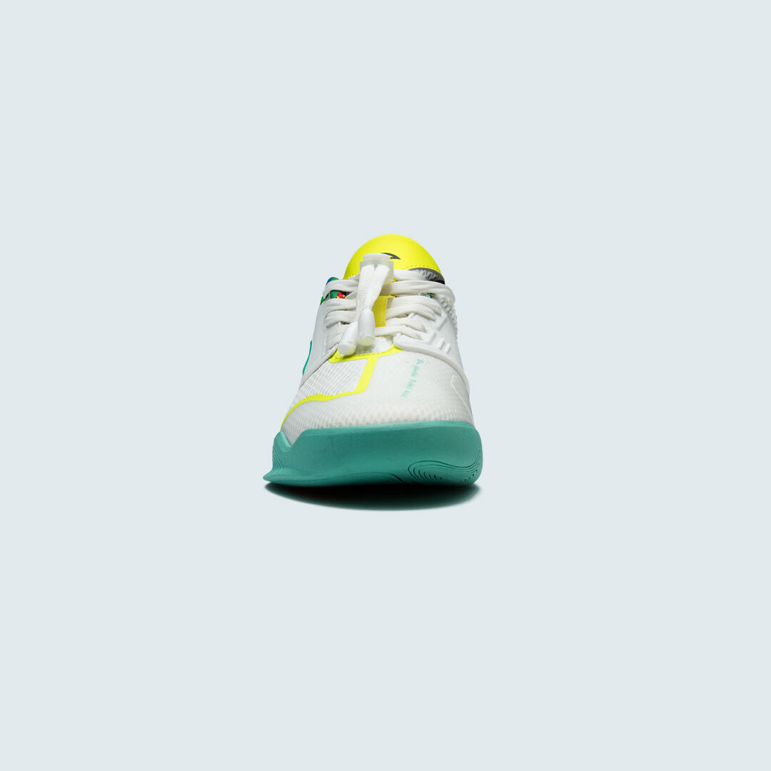 Azza Fencing Rookie Sapatilha de Esgrima Infantil Branco/Amarelo/Verde-azulado 7/8