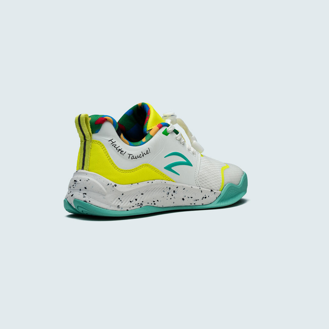 Azza Fencing Rookie Sapatilha de Esgrima Infantil Branco/Amarelo/Verde-azulado 4/8