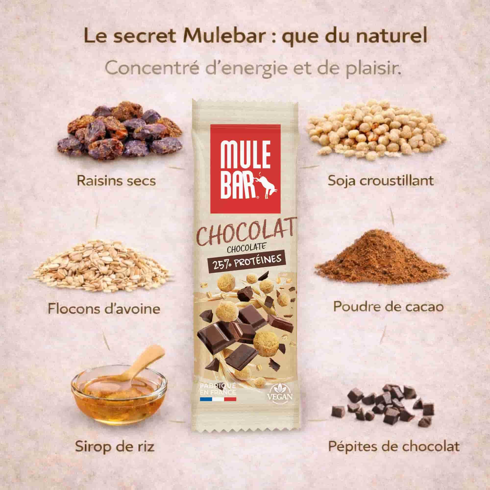 Barre protéinée aux céréales - vegan - 40g - Chocolat - fabriquée en France 2/4