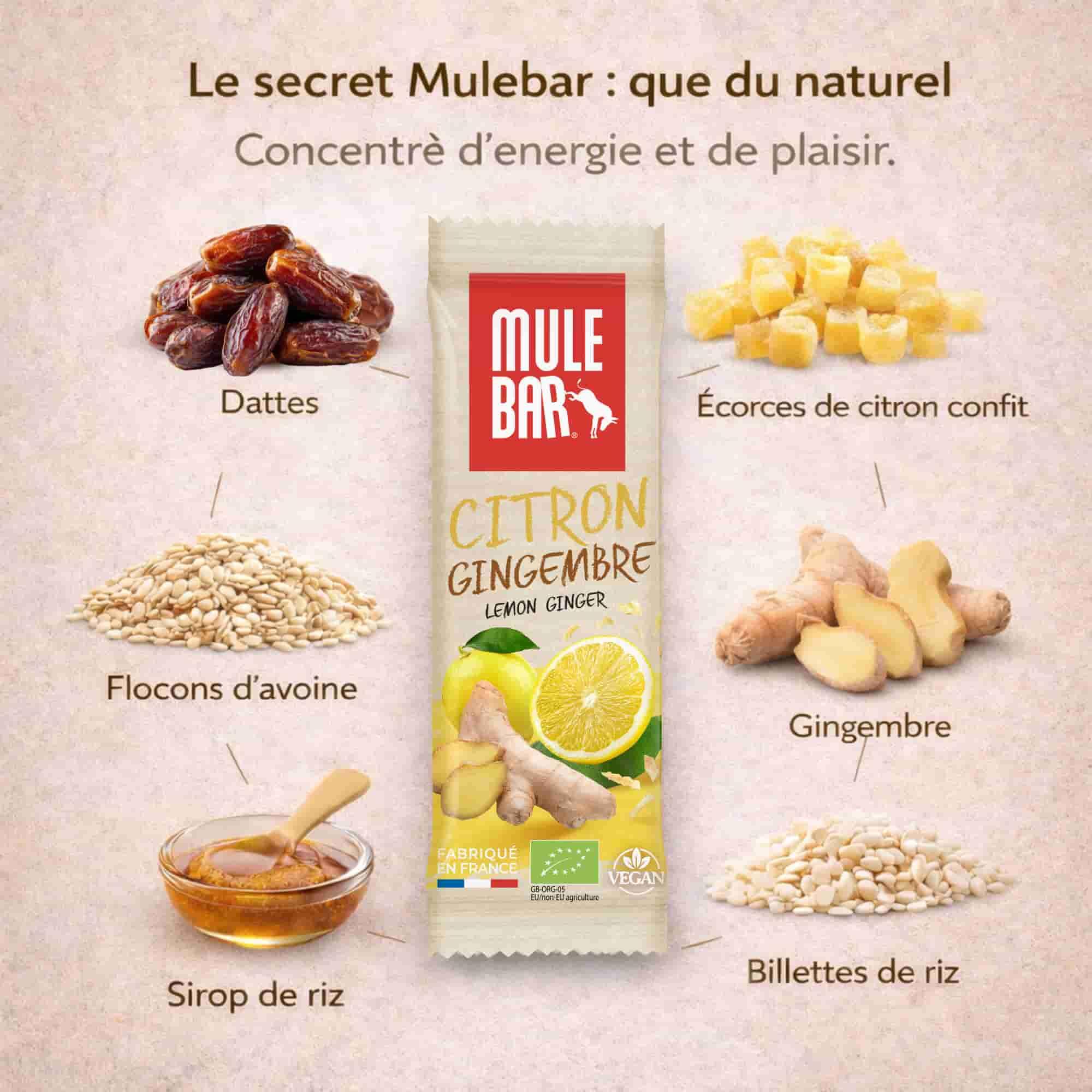 15 barres énergétiques aux céréales - bio - vegan - 40g - Citron - Gingembre 3/6