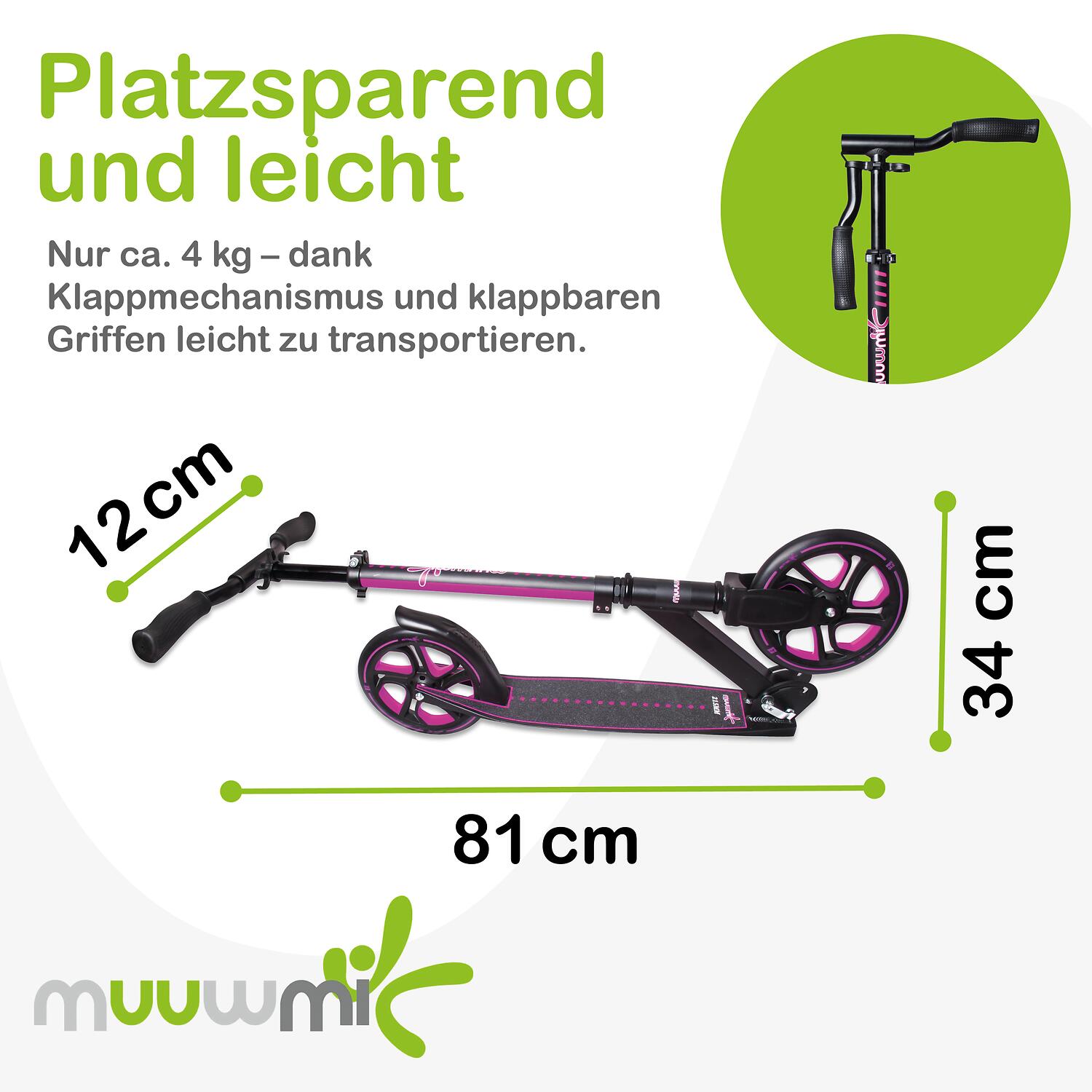 muuwmi Aluminium Scooter Pro 215 mm pink 4/7