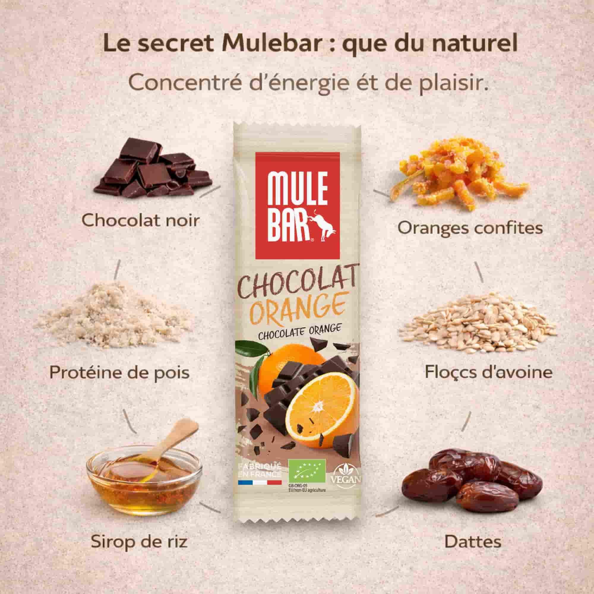 15 barres énergétiques aux céréales - bio - vegan - 40g - Chocolat - Orange 3/5