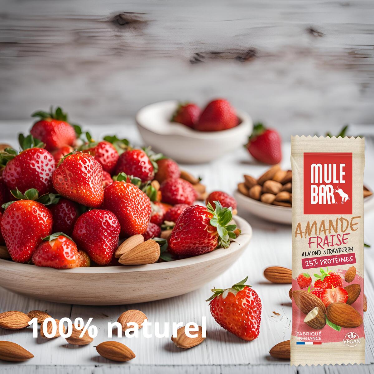 Barre protéinée aux céréales - vegan - 40g - Amande - Fraise 3/5