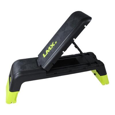 Lmx verstelbare fitness step - aerobic stepper - zwart/geel