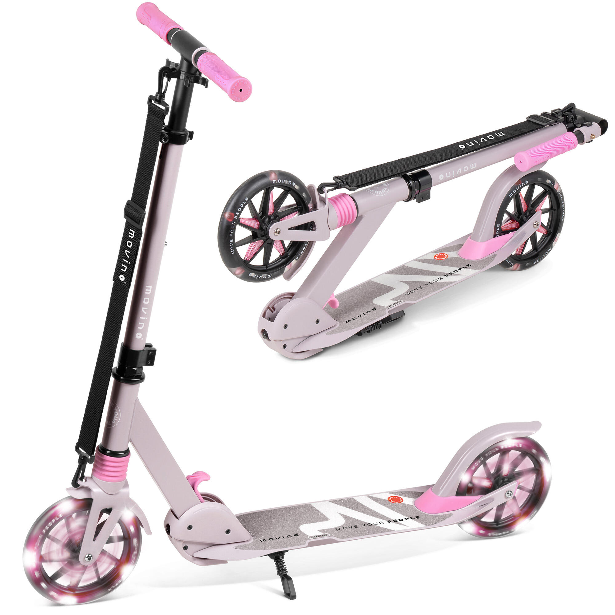 MOVINO Dětská skládací koloběžka s LED kolečky Movino City Light