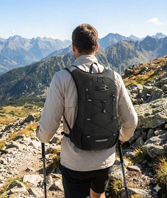 Mochila de hidratação para corrida, 12 litros, preta. 3/6