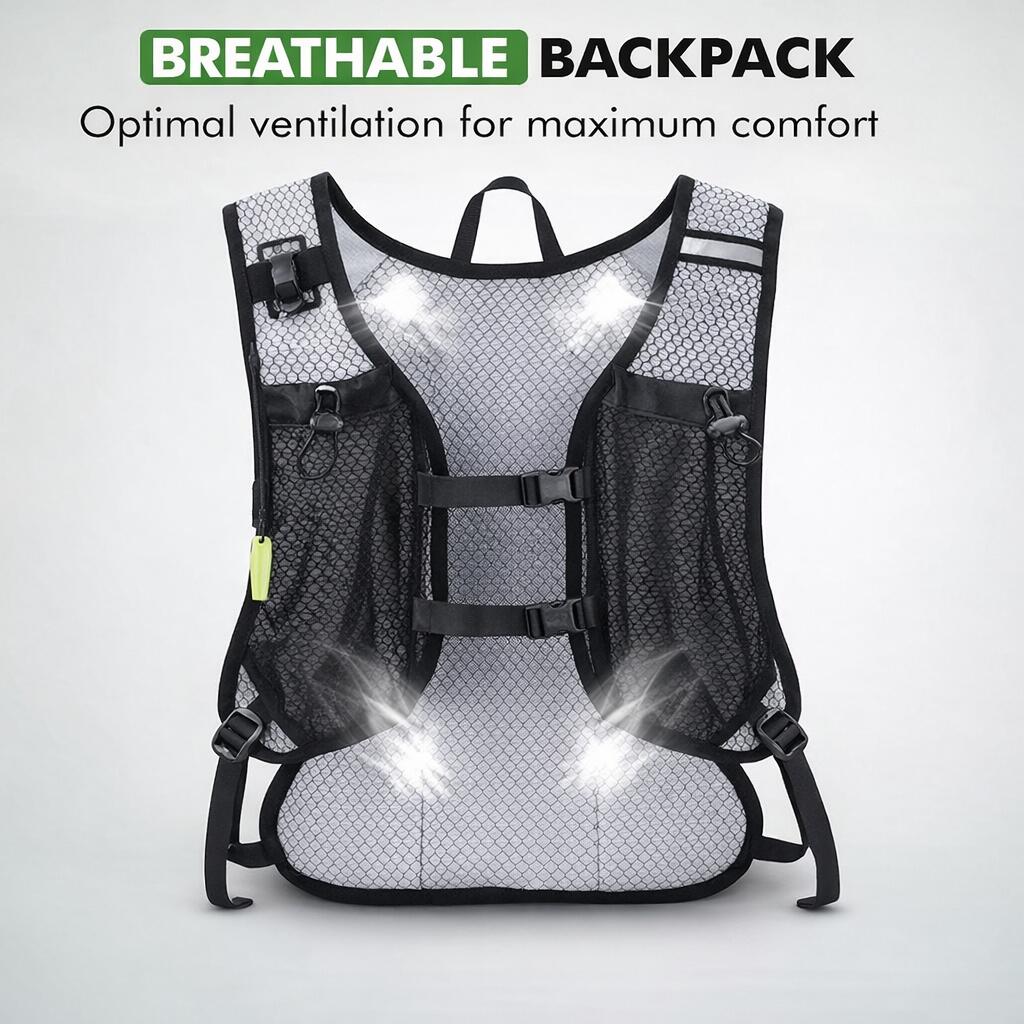 Mochila de hidratação para corrida, 12 litros, preta. 6/6