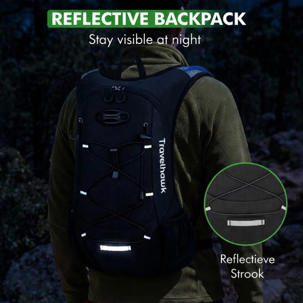 Mochila de hidratação para corrida, 12 litros, preta. 4/6