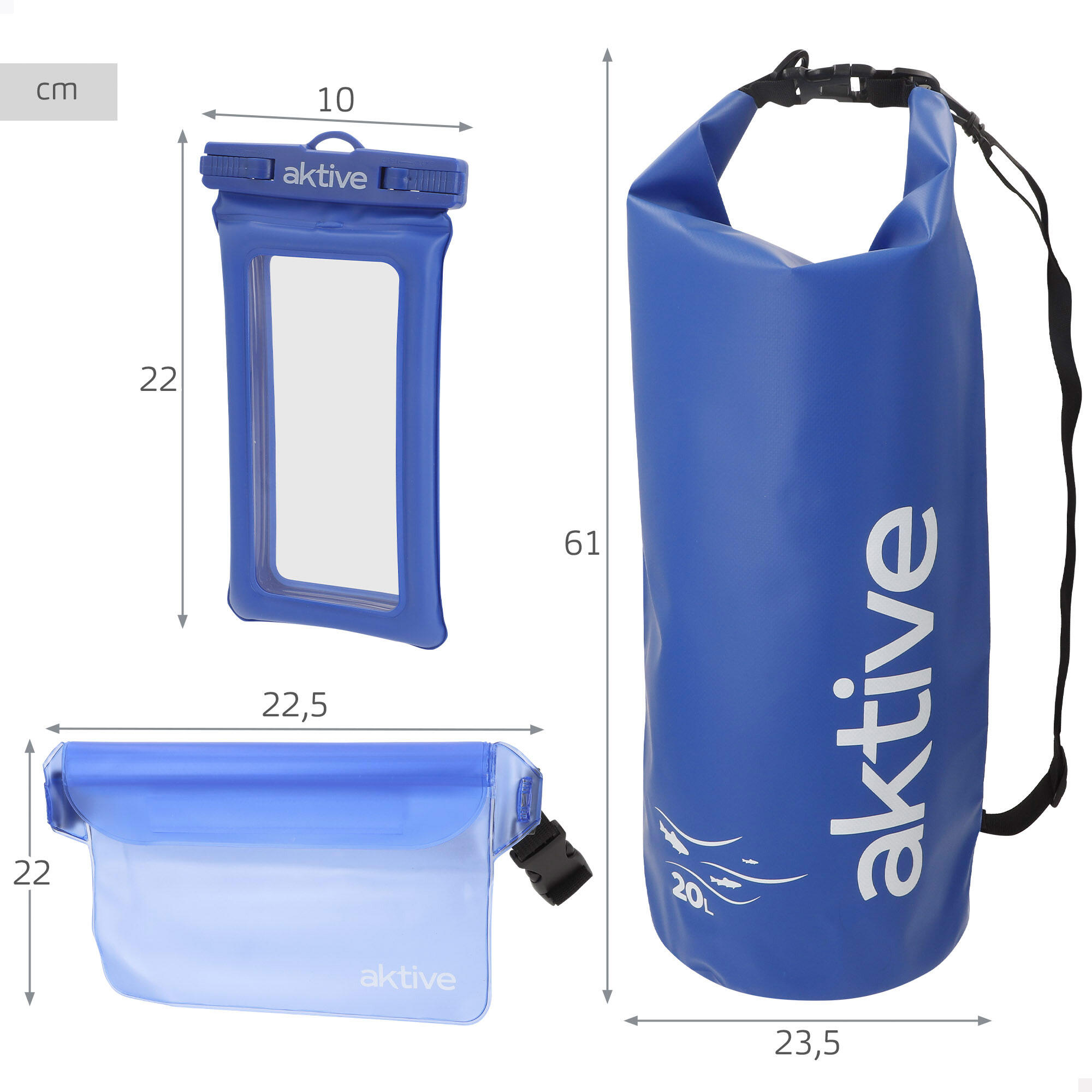 Aktive Beach  Conjunto de bolsas impermeáveis: saco, pochete e suporte celular 4/7