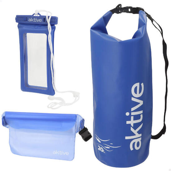 Aktive Beach Confezione di borse impermeabili: sacco marsupio e porta cellulare
