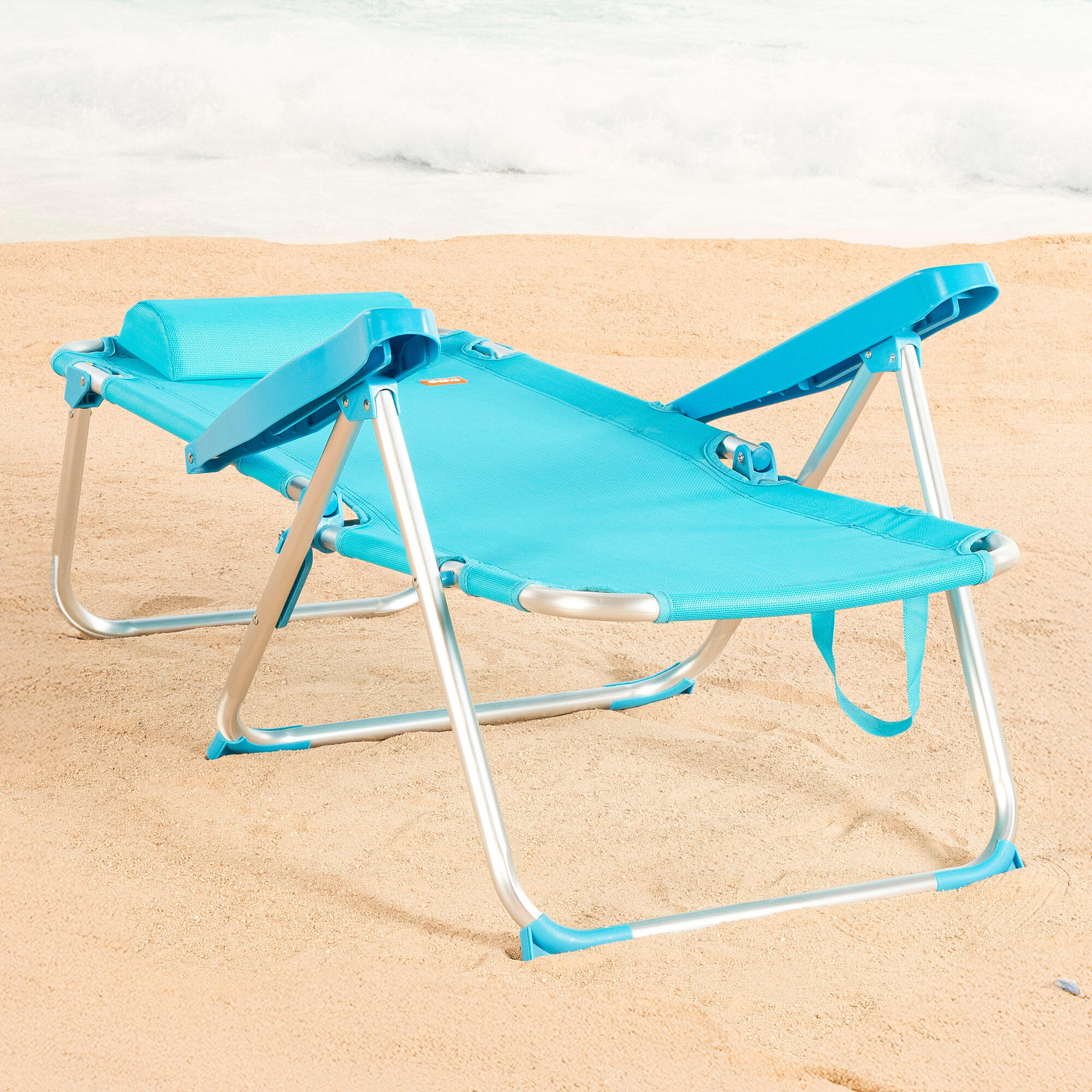 Aktive Sedia da spiaggia alta multiposizione 48x60x90 cm blu 3/7