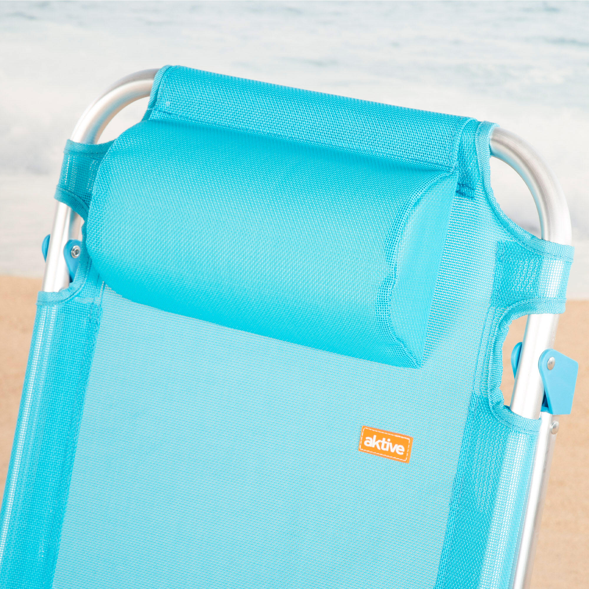 Aktive Sedia da spiaggia alta multiposizione 48x60x90 cm blu 5/7