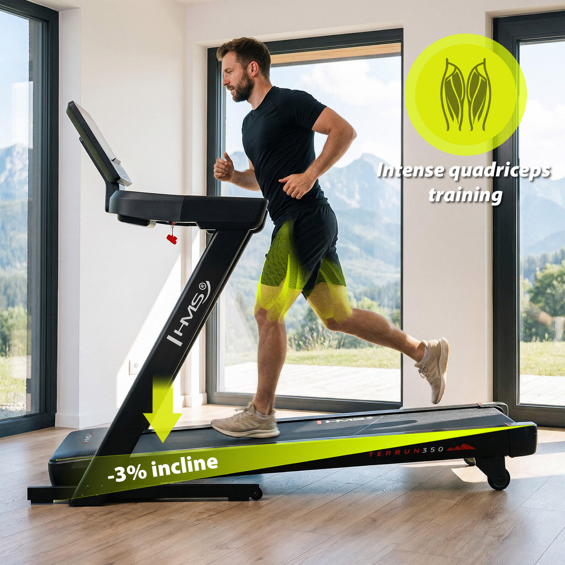 Tapis  électrique avec réglage bidirectionnel de l'inclinaison HMS Terrun350 4/7