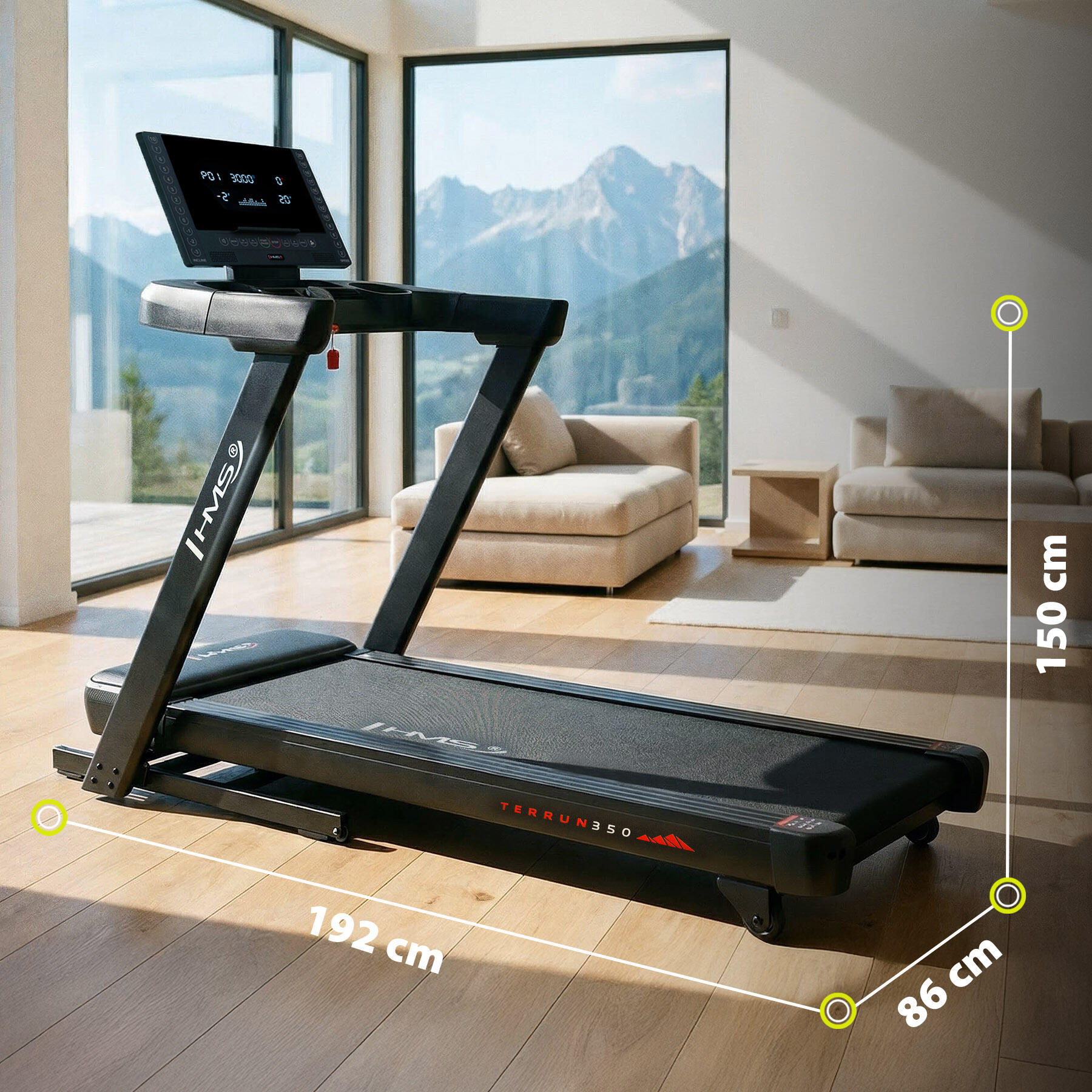 Tapis  électrique avec réglage bidirectionnel de l'inclinaison HMS Terrun350 6/7