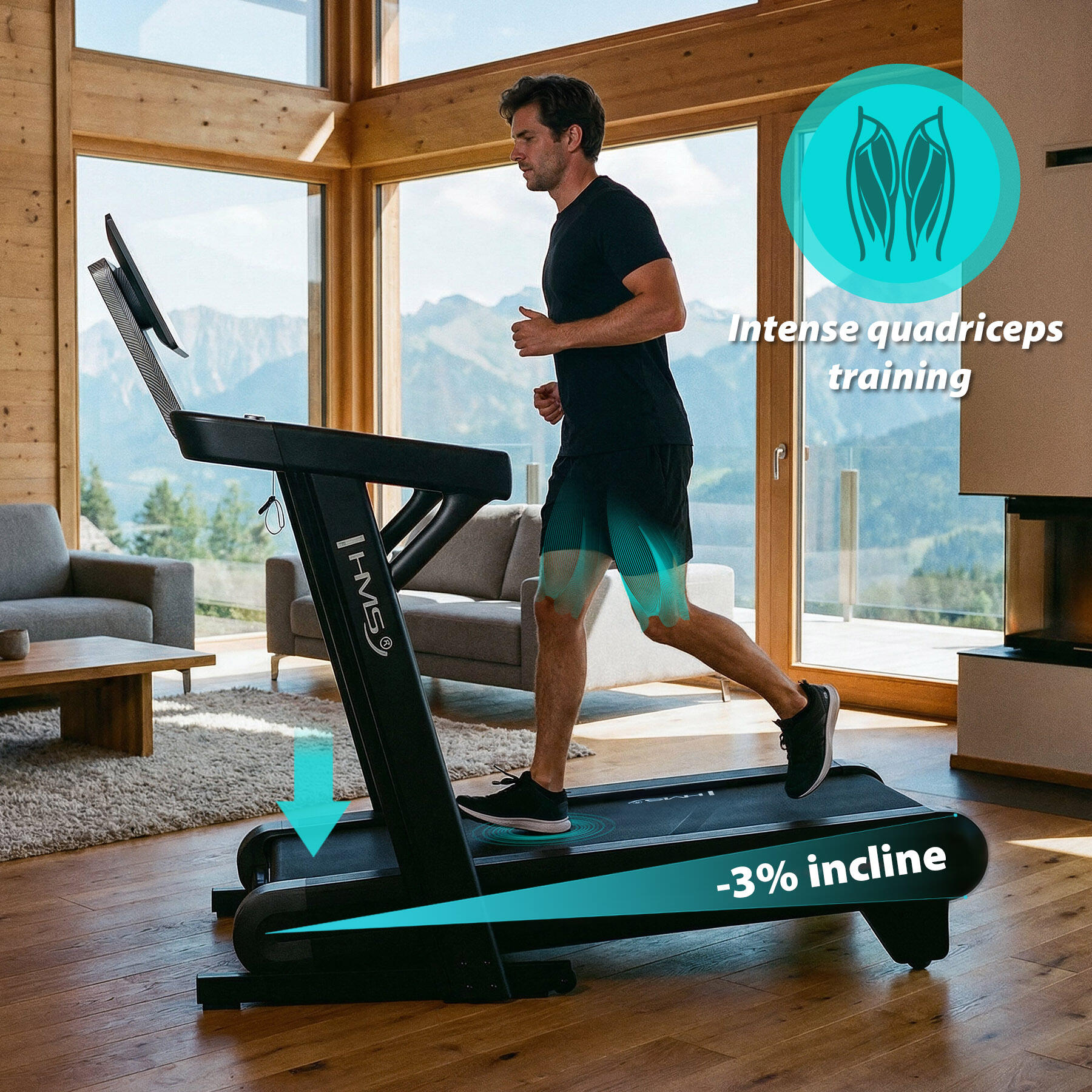 Tapis  professionnel avec réglage bidirectionnel de l'inclinaison HMS Terrun475 3/7