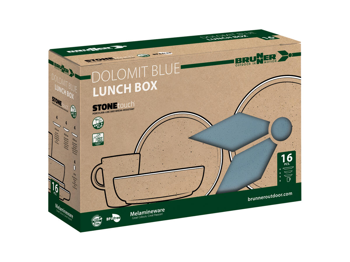 Melamine servies Set Lunch Box Dolomit Stone Touch Camping Borden 16st 6/7