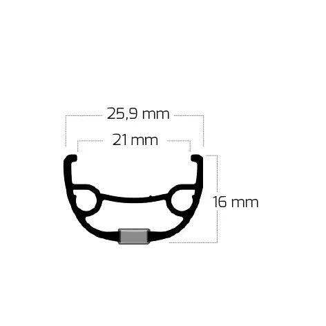 Ryde jante rival 21 28 622 32g 14g disque aluminium noir 2/3