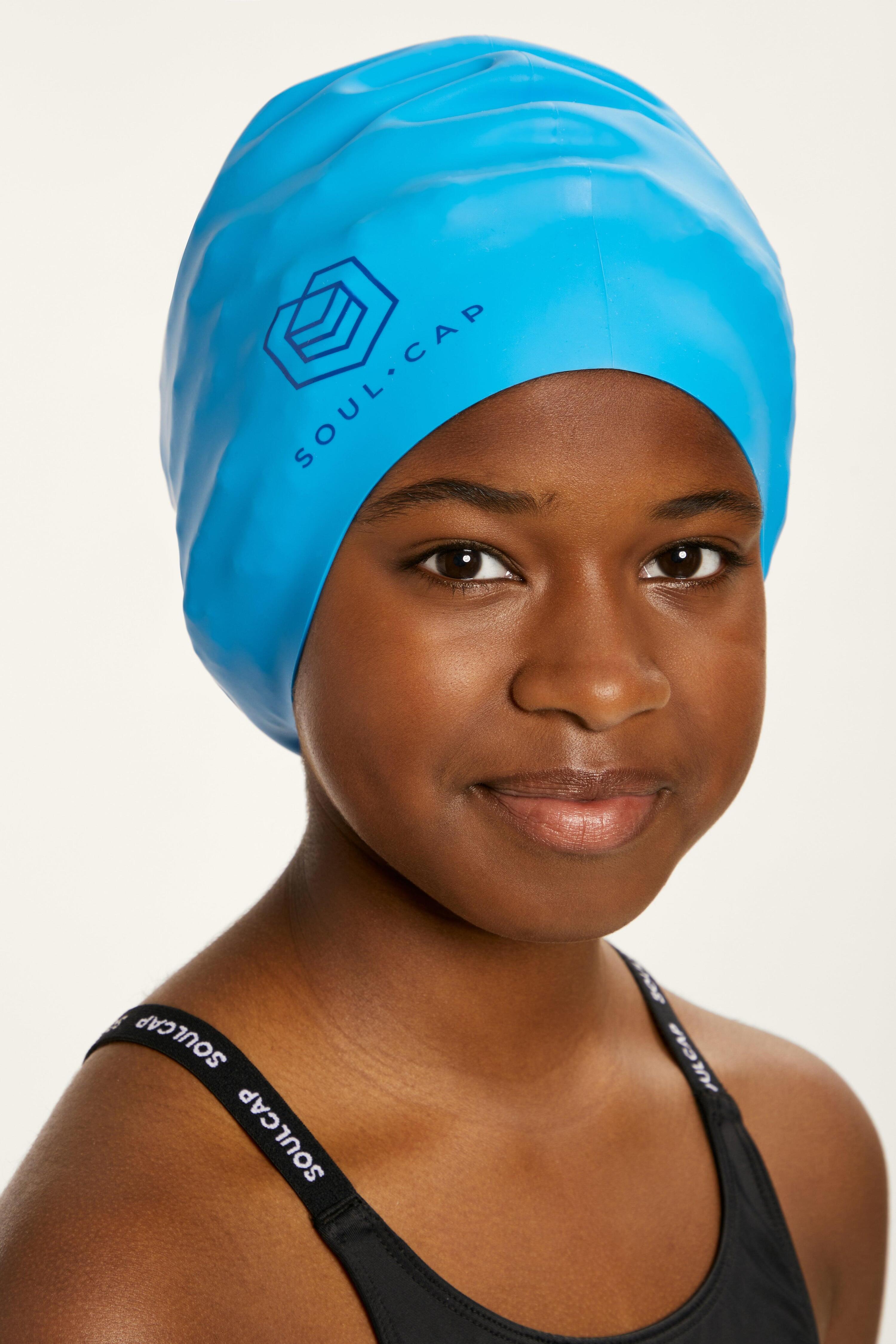 Soul Caps Kids Voluminous Zwemcap van siliconen - One Size - Middenblauw 5/7