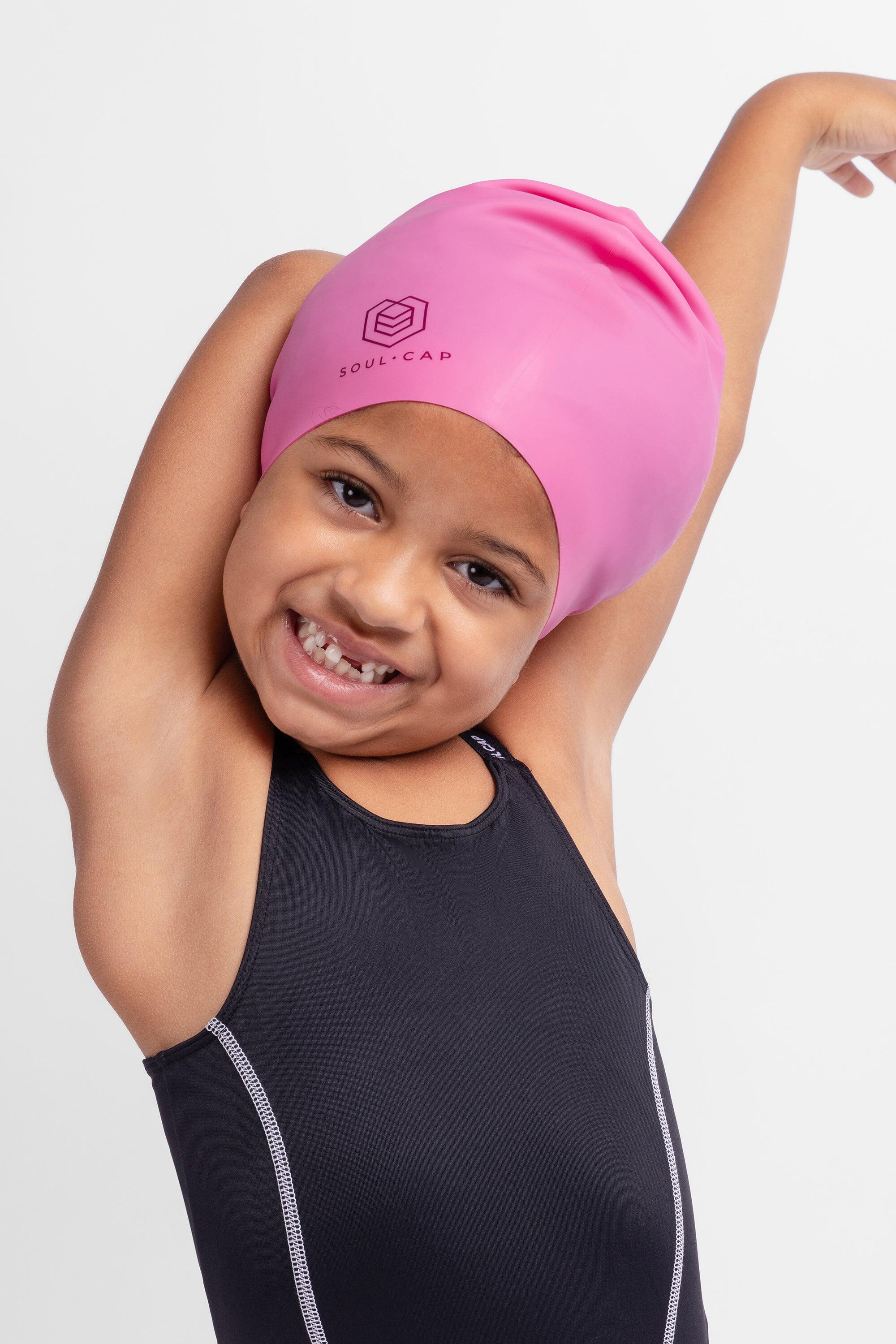 Touca de natação infantil Soul Caps Volumosa - Rosa - Tamanho único 4/7