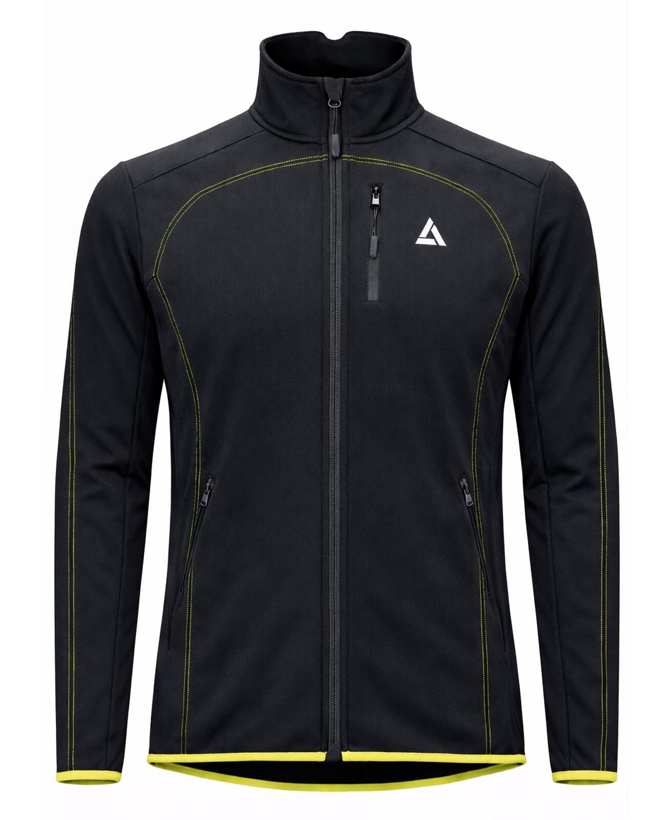 Herren Thermal Fahrradjacke Pro Line Schwarz Neon 1/4
