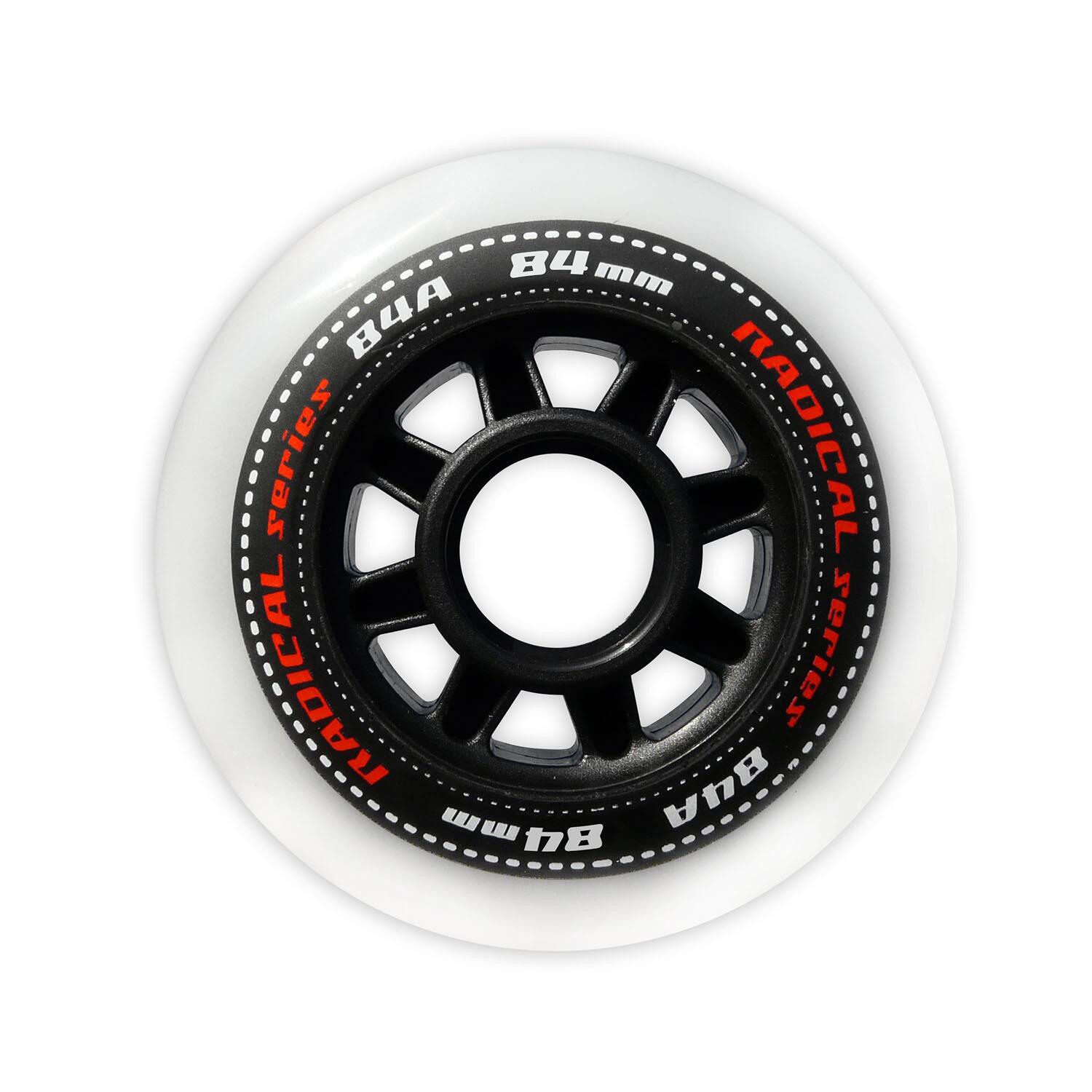 Ruedas para patines  Radical 84A (84 mm), color blanco (paquete de 4) 3/4