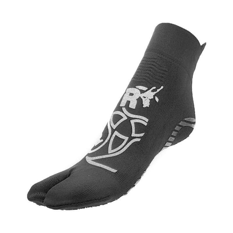 Calcetines pilates 1 finger adulto fitness antideslizantes gris plata