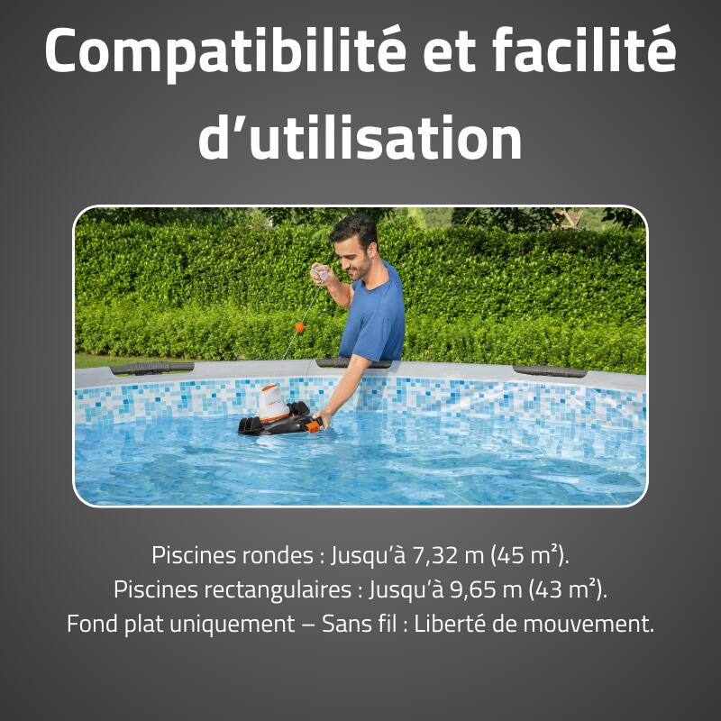 Bestway Robot piscine sans fil AquaRover nettoyage fond plat max 45m² max 3/7