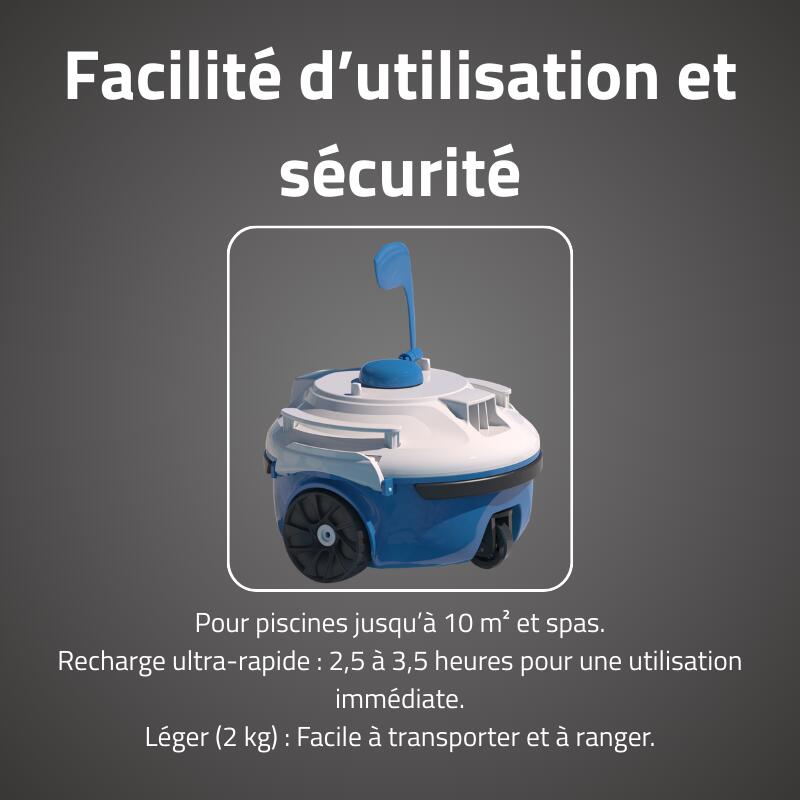 Bestway Robot piscine sans fil Guppy bleu nettoyage fond plat 10 m² max 2/5