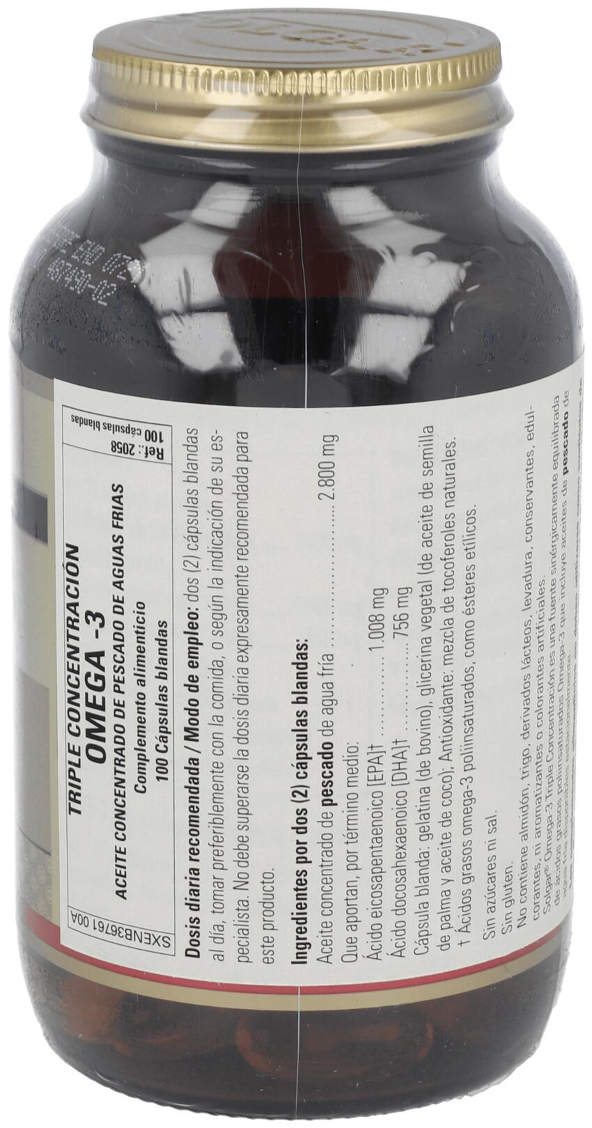 Omega 3 Triple Concentración 100 Cápsulas Blandas 2/3