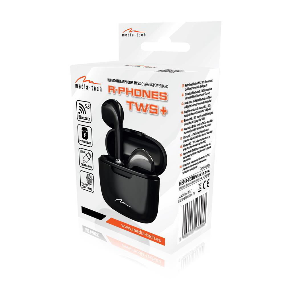 Słuchawki Douszne Bluetooth R-PHONES TWS MT3589K V2.0 czarne z etui USB-C 5/5