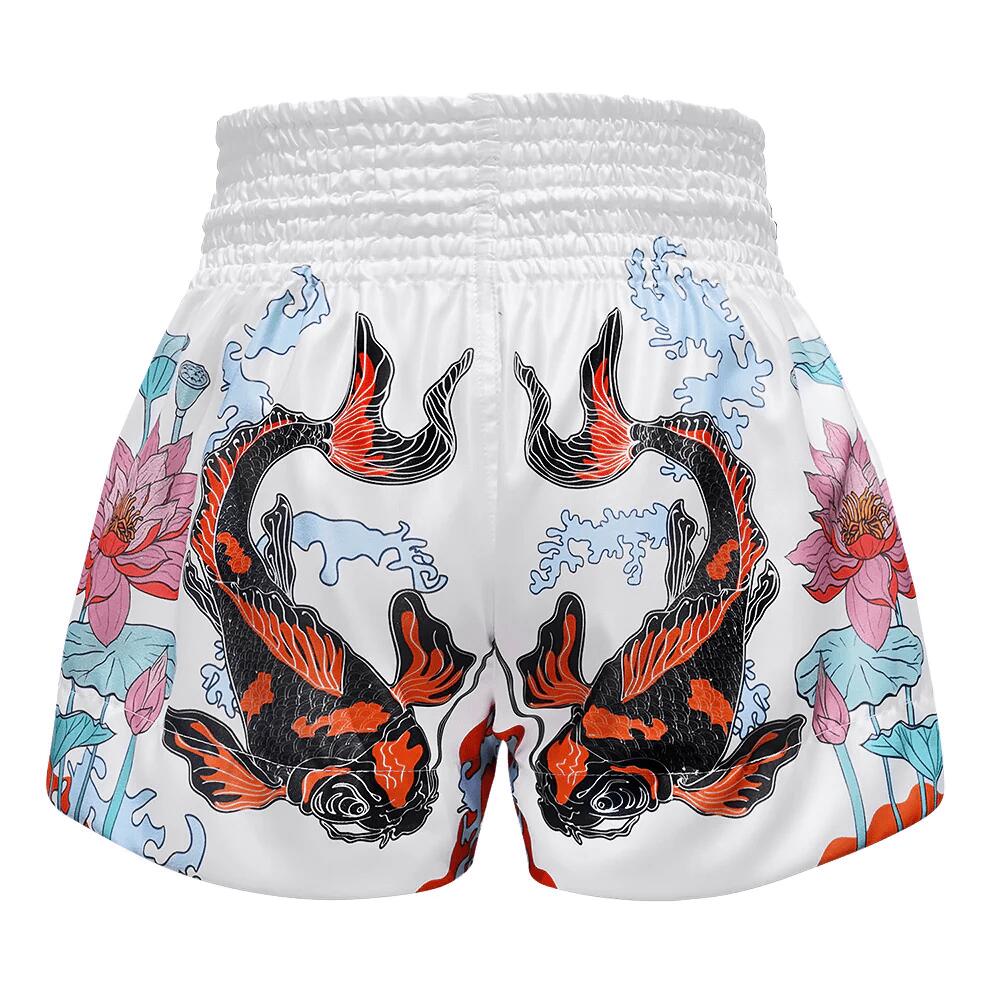 Spodenki treningowe TUFF White Japanese Koi Fish With Muay Thai Text 3/6