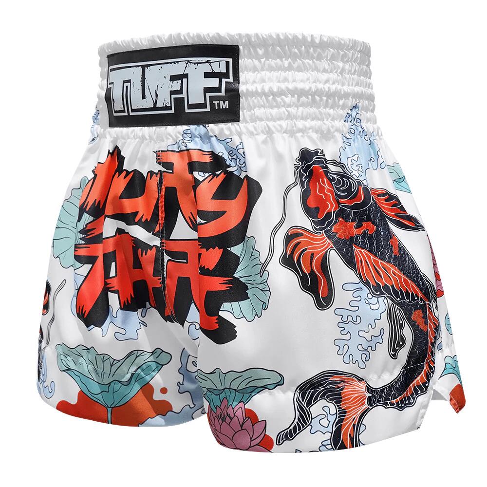 Spodenki treningowe TUFF White Japanese Koi Fish With Muay Thai Text 4/6