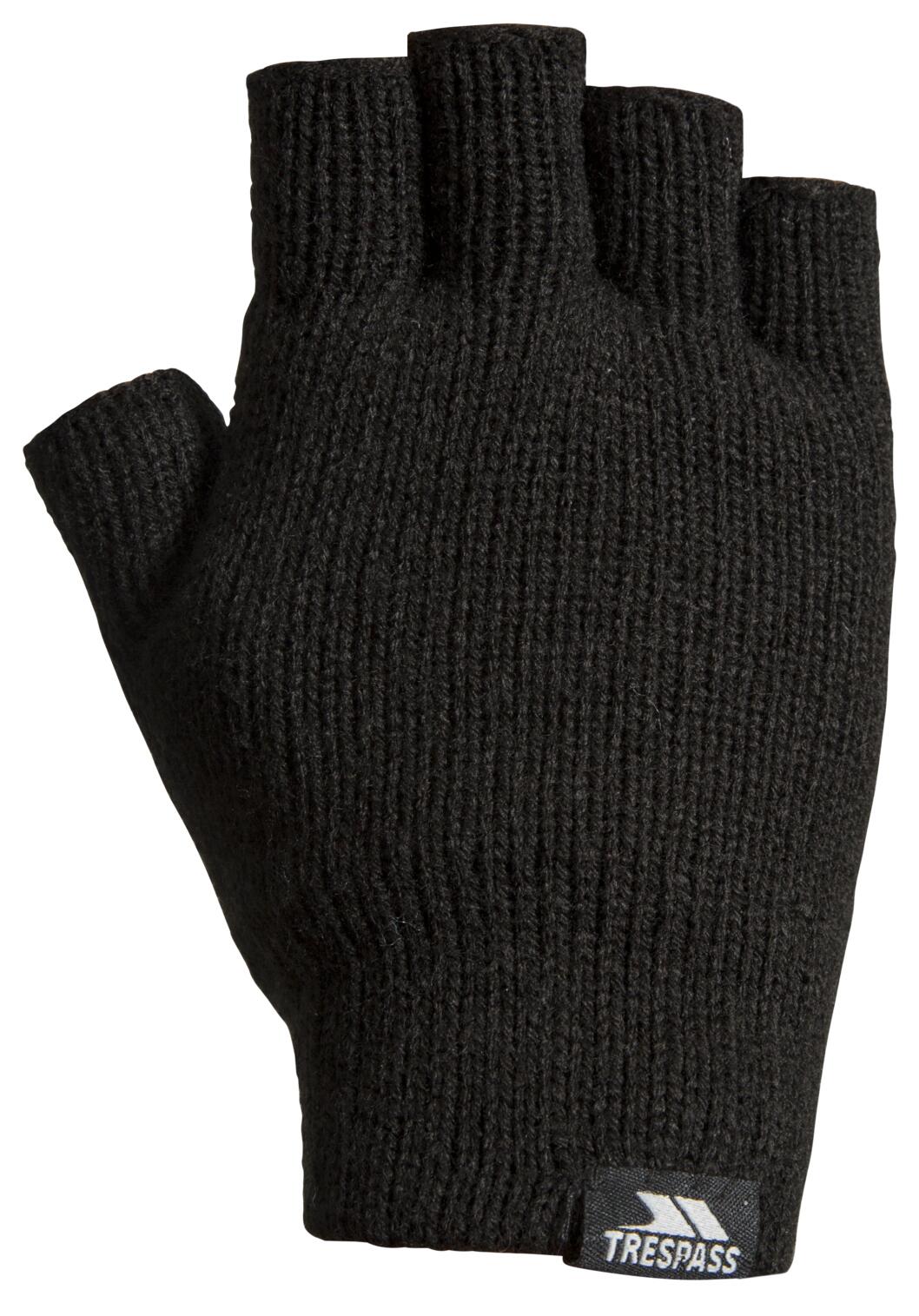 Trespass Dita Fingerless Knitted Gloves with Sherpa Lining, Black 1/3