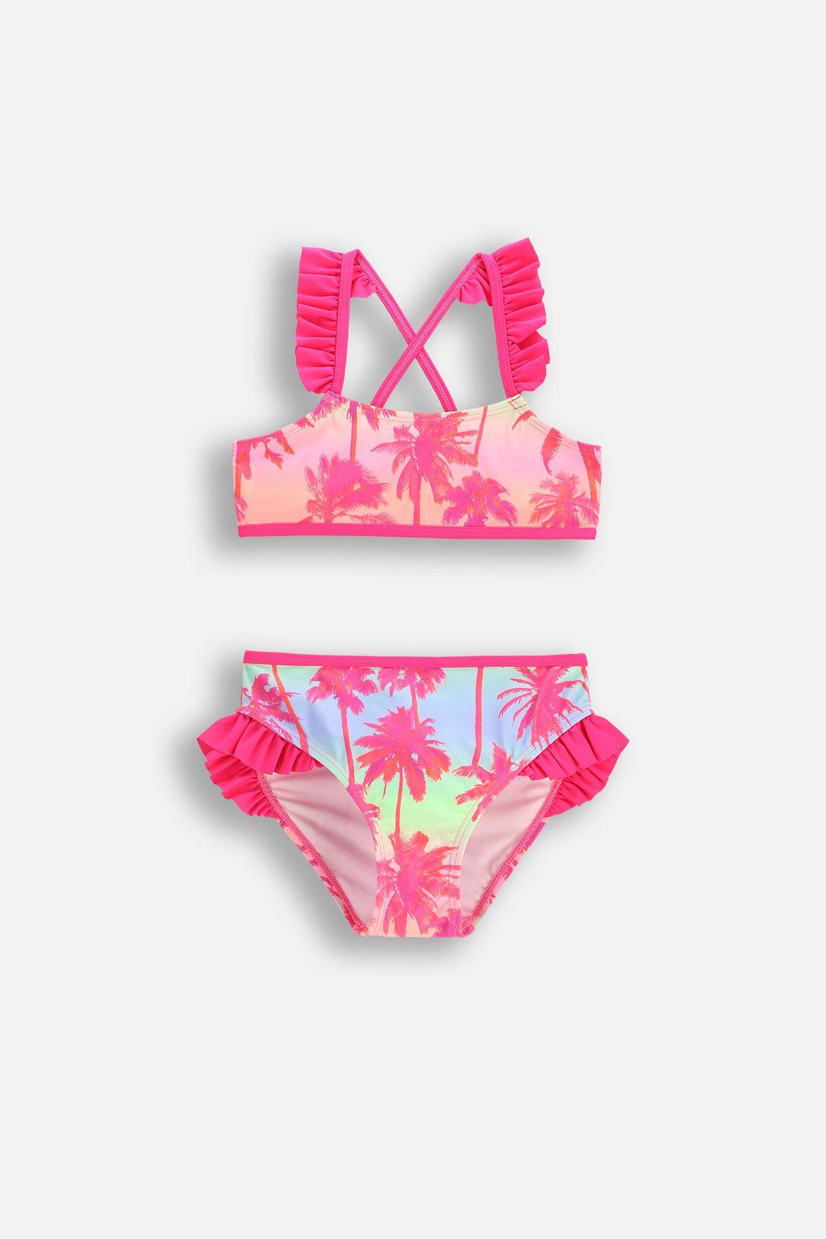 Mädchen Bikini-Set Surfen WL6 gekreuzte Träger rosa 1/4