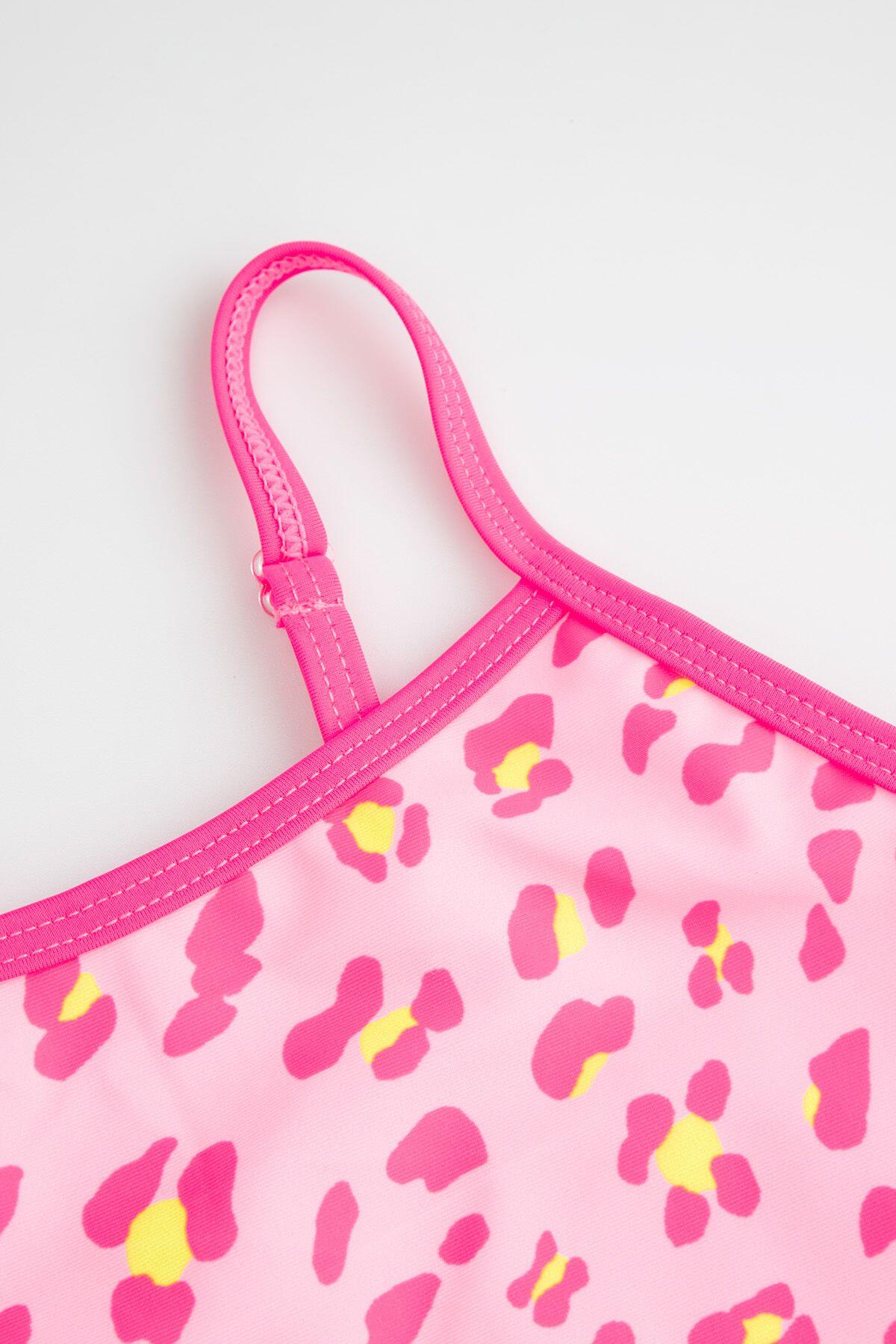 Meisjesbadpak voor zwemmen WL6 roze 3/4