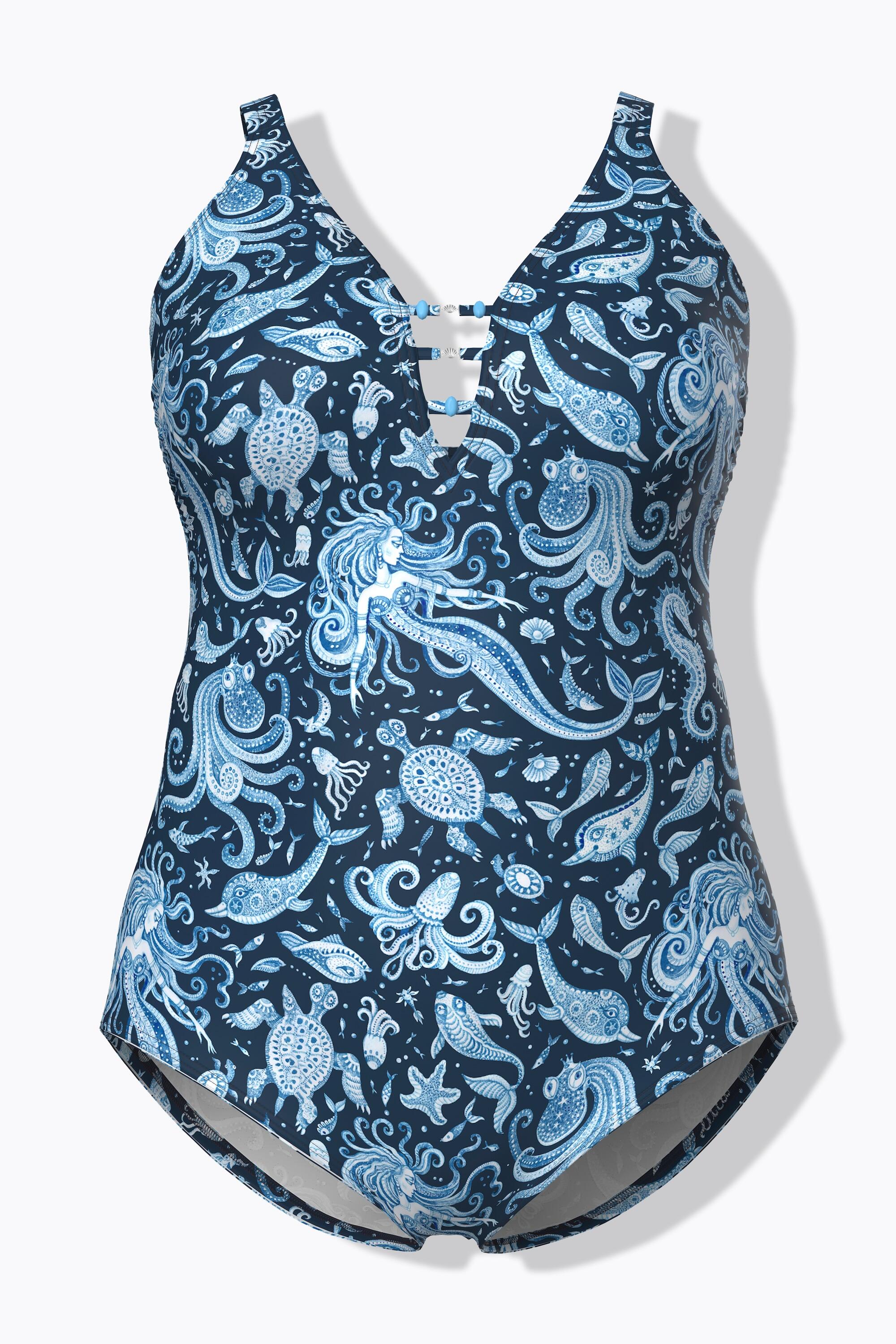 Dames Badpak zeemeermin zachte cups gerecycled 6/7