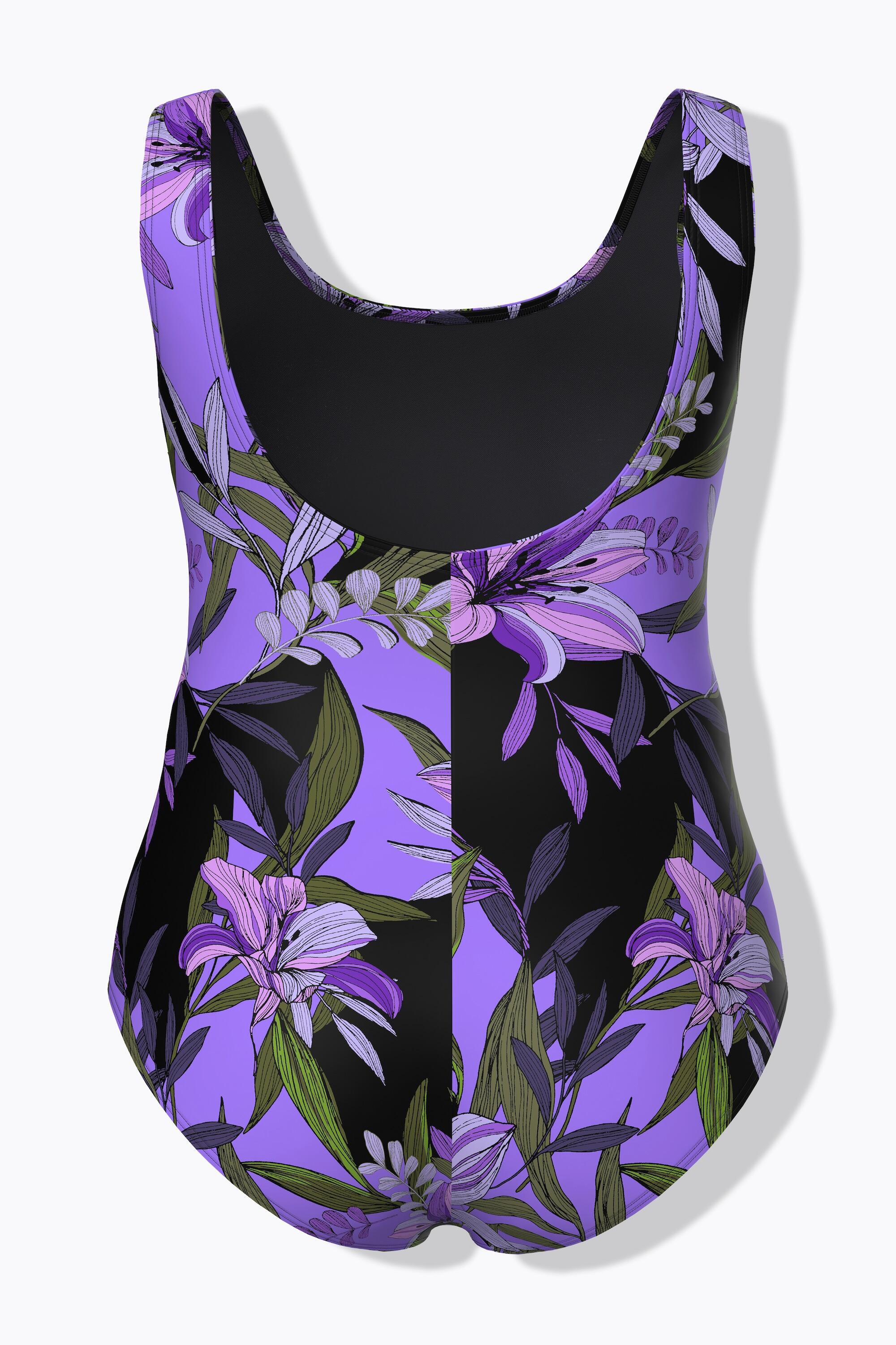Femme Maillot de bain motif lys sans bonnets souples décolleté rond 7/7