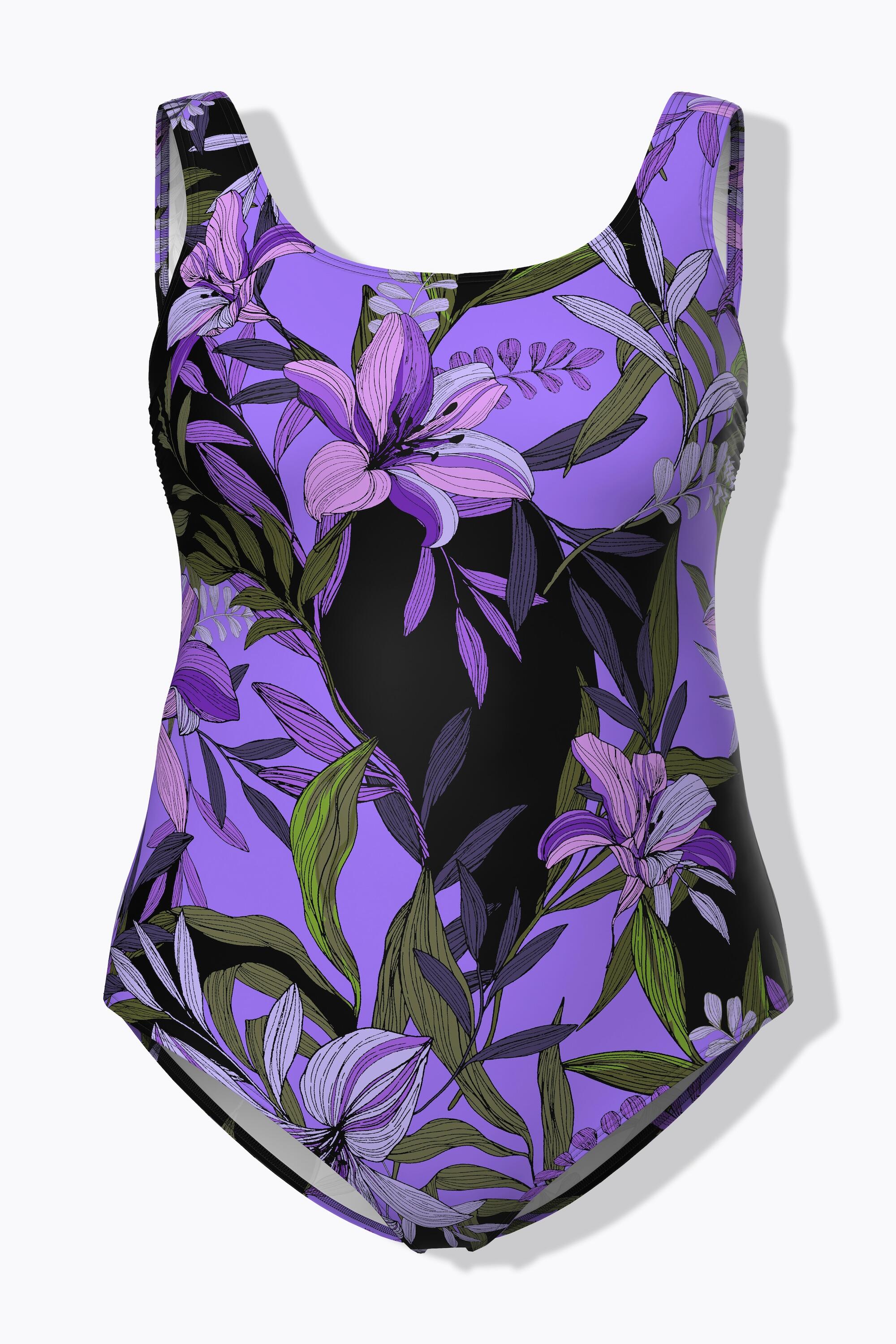 Femme Maillot de bain motif lys sans bonnets souples décolleté rond 6/7