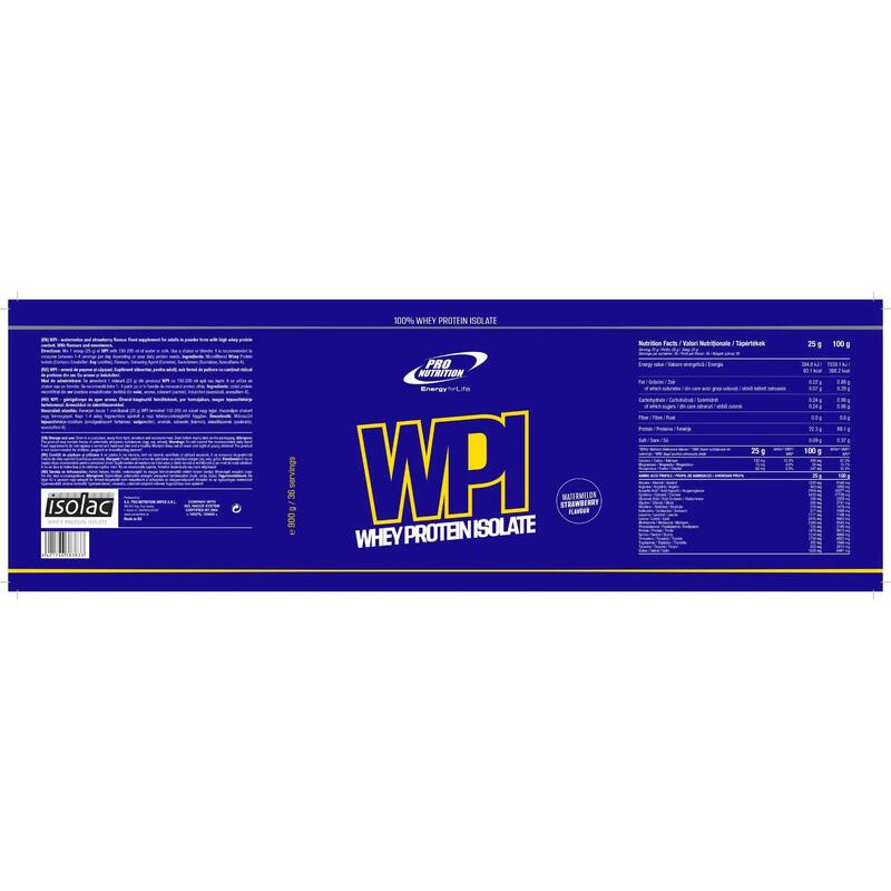 Izolat proteic din zer +90% proteine, WPI, Watermelon Strawberry, 900g