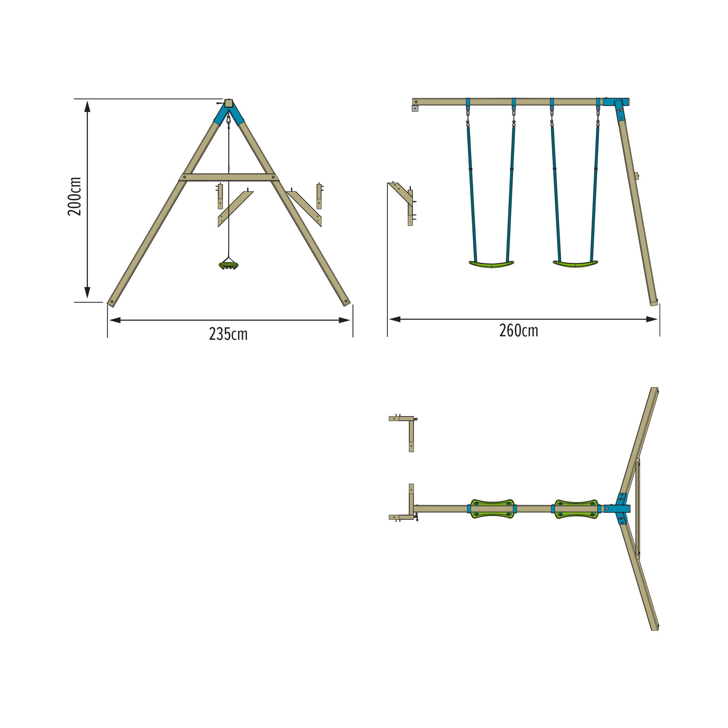Bras de portique balançoire double avec sièges SKYWOOD bois FSC® 4/5