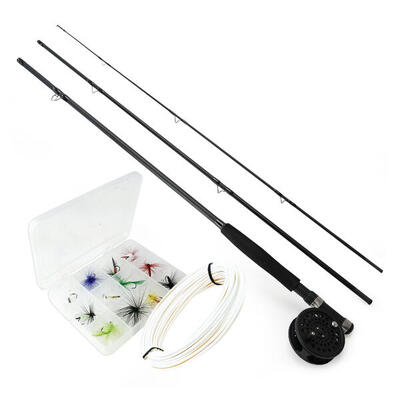 Complete vliegvis set 3-delig met hengel reel lijn