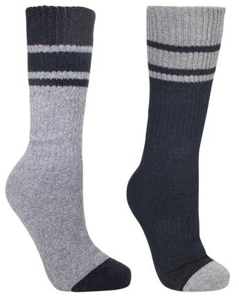 Trespass Hitched Lot 2 Chaussettes Homme Mi-hautes Noir/Gris chiné