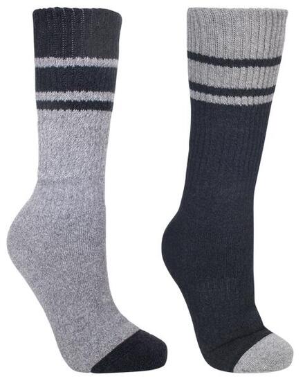 Trespass Hitched Lot 2 Chaussettes Homme Mi-hautes Noir/Gris chiné