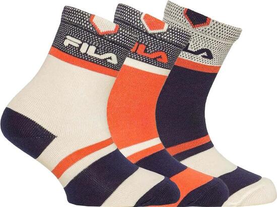 Fila Kinder Socken 3er-Pack atmungsaktiv mit elastischem Bund und Anti-Rutsch