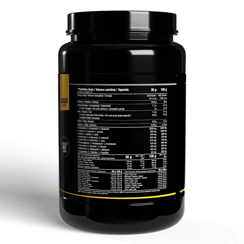 Iso Whey Gold - concentrat, izolat, hidrolizat, Ciocolată și mentă, 900g