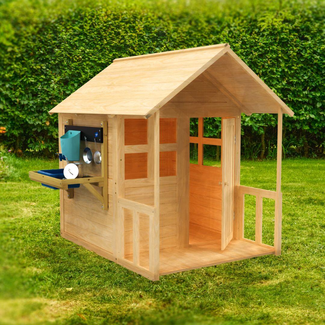 Maisonnette avec plancher, véranda et cuisine BOUTON D'OR COTTAGE bois FSC® 2/5