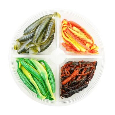 Softbait set snoekbaars & baars 400g 60 stuks 5-10cm