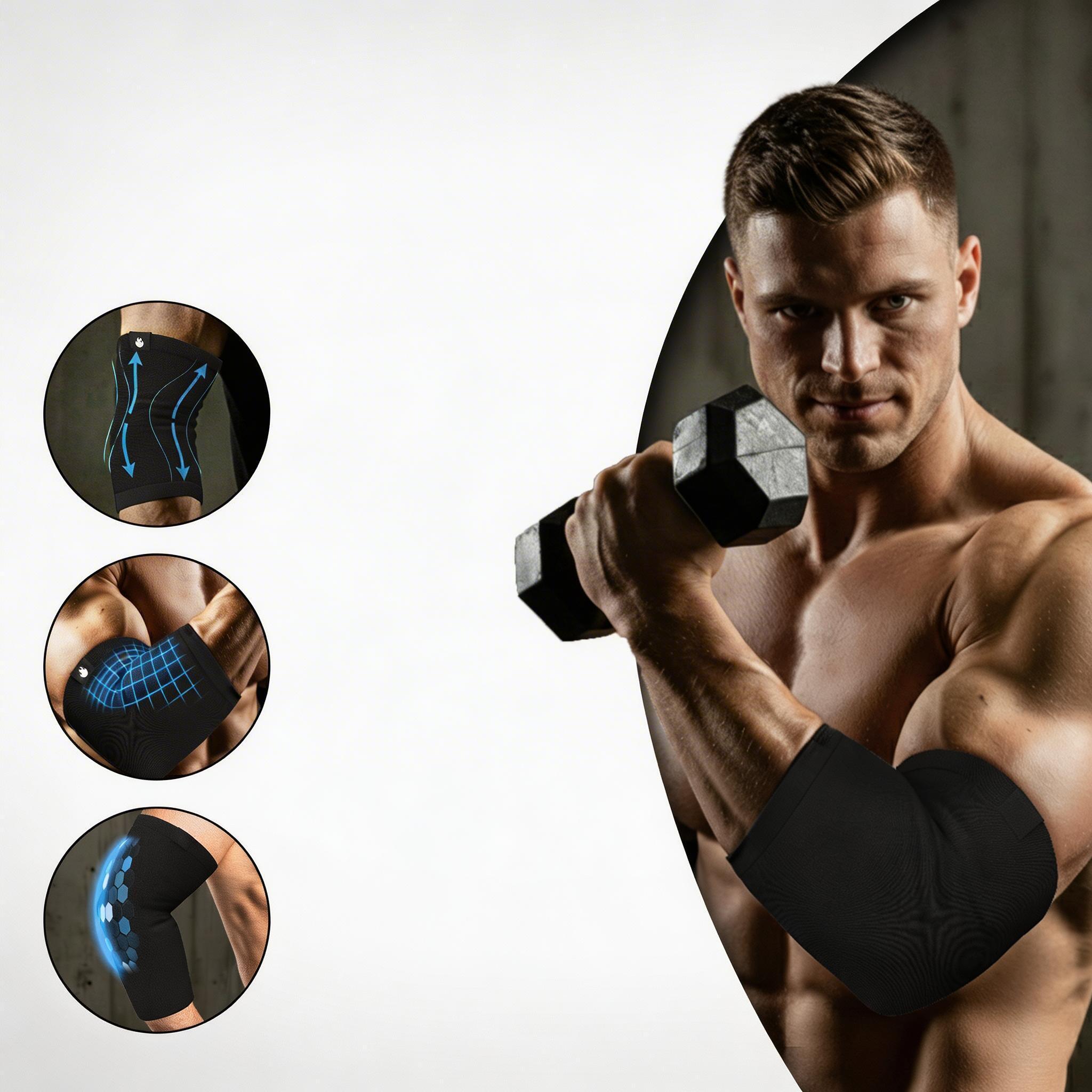 Profi Ellenbogenbandage Größe M für Kraftsport bei Dips & Calisthenics Training 3/5